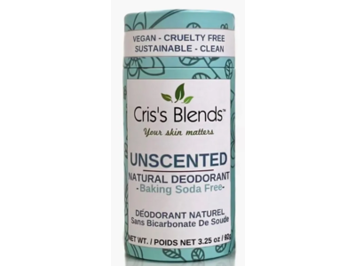 Cris's Blends Natural Deodorant, Unscented, 3.25 oz/92 g