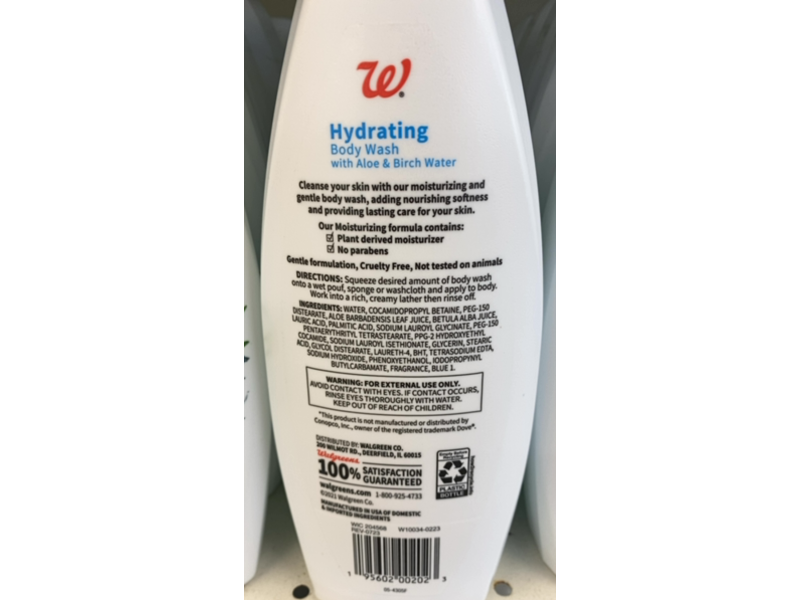 Walgreens Hydrating Body Wash, Aloe & Birch Water, 22 fl oz/651 mL