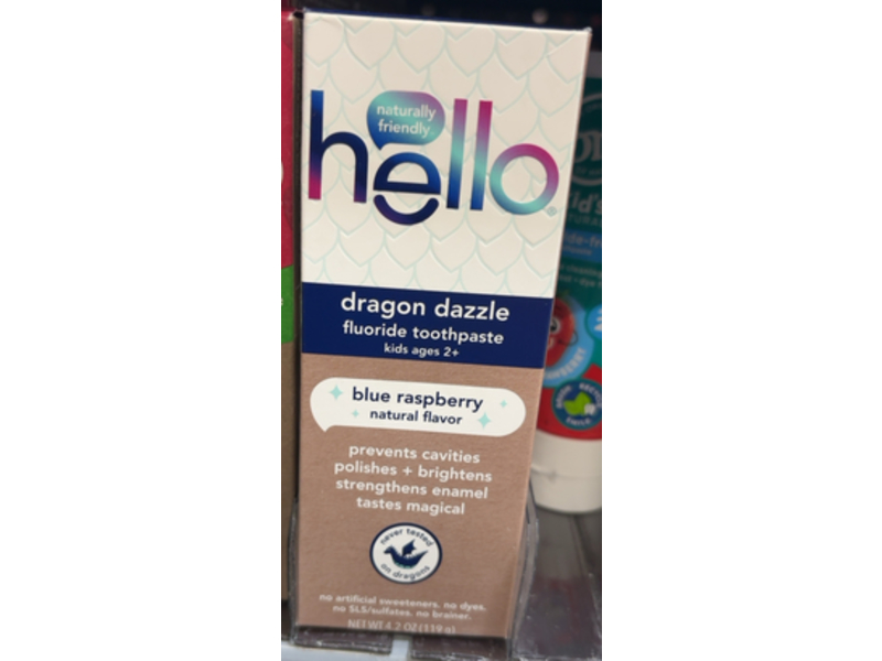 Hello Dragon Dazzle Fluoride Toothpaste, Blue Rasberry, 4.2 oz/119 g, Pack Of 4