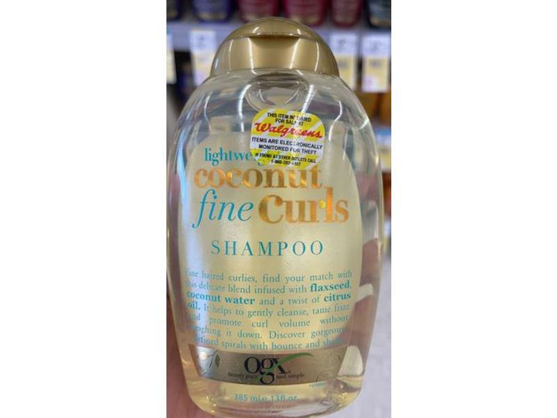Ogx Lightweight + Coconut Fine Curls Shampoo, 13 fl oz/385 mL