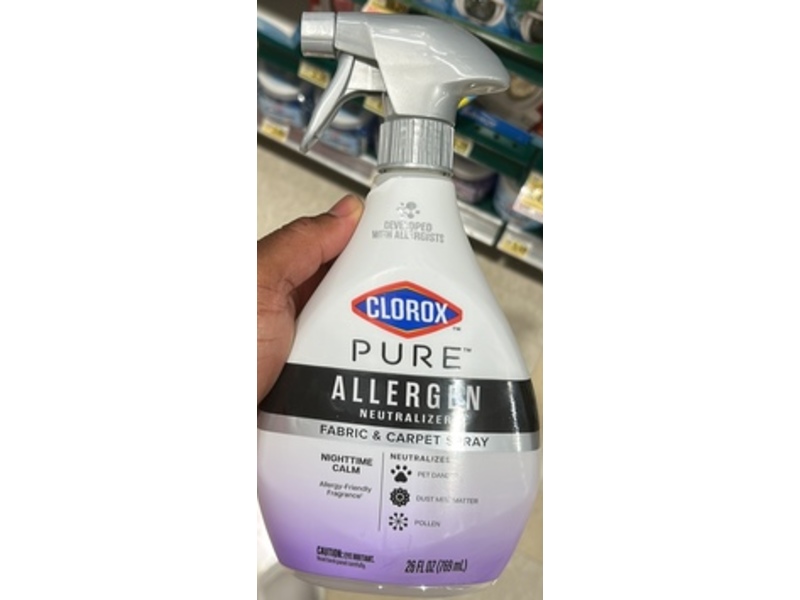 Clorox Pure Allergen Neutralizer Fabric & Carpet Spray, Nighttime Calm, 26 fl oz/769 mL