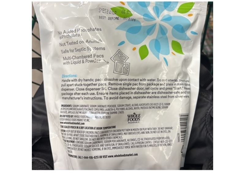 365 By Whole Foods Market Dishwasher Detergent Pacs, Unscented, 20 oz/567 g, 45 Pacs