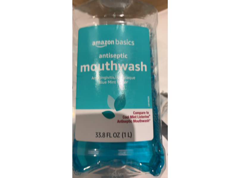 Amazon Basics Antiseptic Mouthwash, Blue Mint, 33.8 fl oz/1 L