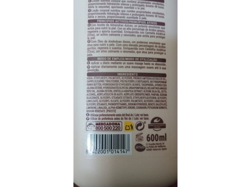 Deliplus Nourishing Lotion, Almonds & Cica, 600 mL