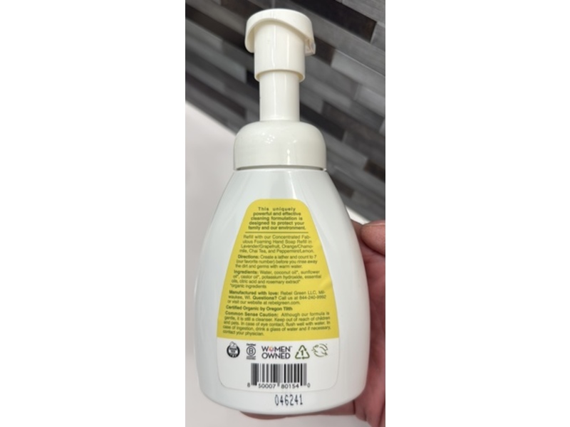 Rebel Green Fabulously Foaming Hand Soap, Peppermint & Lemon, 8.3 fl oz/250 mL