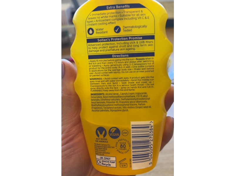 Boots Soltan Clear & Cool Protect Sunscreen Spray, SPF 15, 200 mL