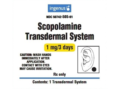 Scopolamine Transdermal System, 1 mg / 3 days, 4 Count, Ingenus (Rx)