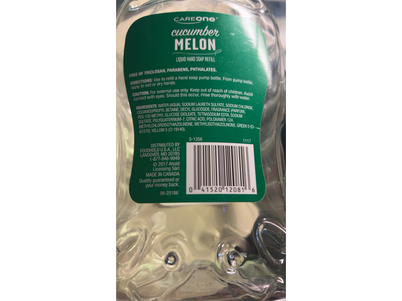 CareOne Liquid Hand Soap, Cucumber Melon, 56 fl oz/1.66 L