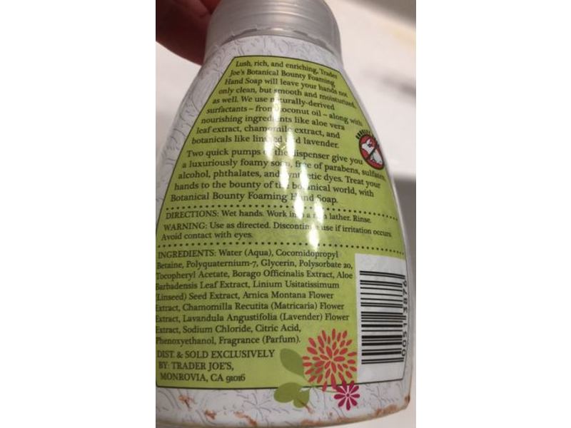 Trader Joe's Botanical Bounty Foaming Hand Soap, 8 fl oz/237 mL