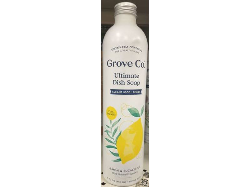 Grove Co. Ultimate Dish Soap, Lemon & Eucalyptus, 16 fl oz/473 mL