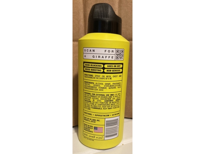 W Odor-Blocking Body Spray, Original, 3.4 fl oz/100 mL