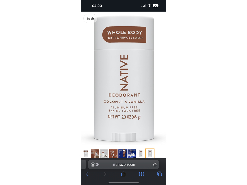 Native Deodorant, Coconut & Vanilla, 2.3 oz / 65 g