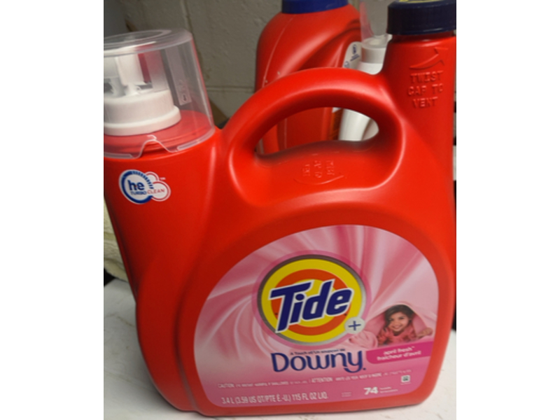 Tide+ A Touch Of Downy Liquid Detergent, April Fresh, 74 Loads, 115 fl oz/3.4 L