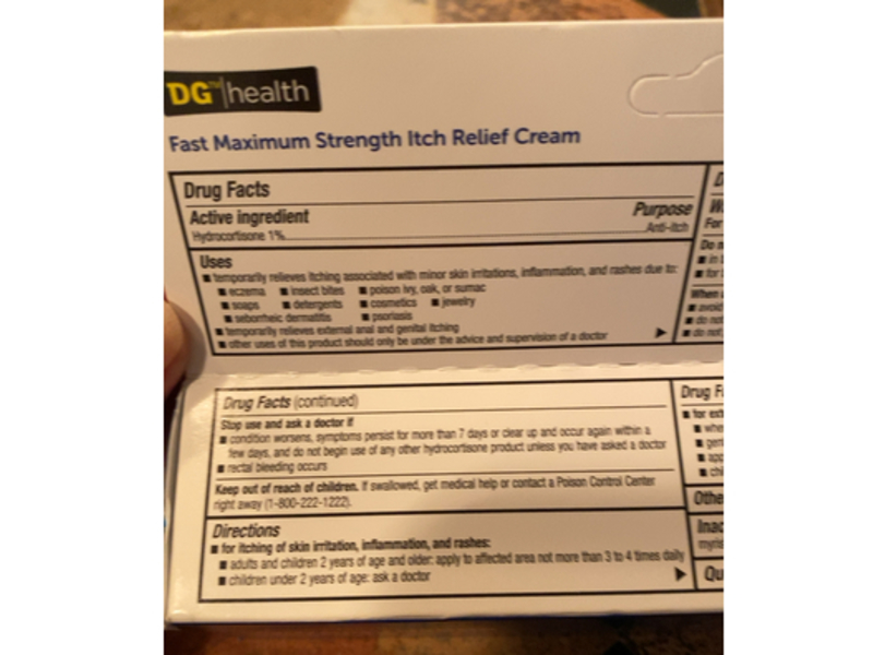 Dg Health Maximum Strength Anti - Itch Cream, Hydrocortisone 1%, 2 oz/56 g