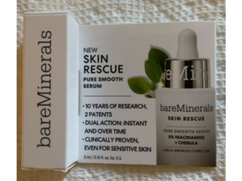 bareMinerals Skin Rescue Pure Smooth Serum, Niacinamide + Chebula, 0.16 fl oz/5 mL