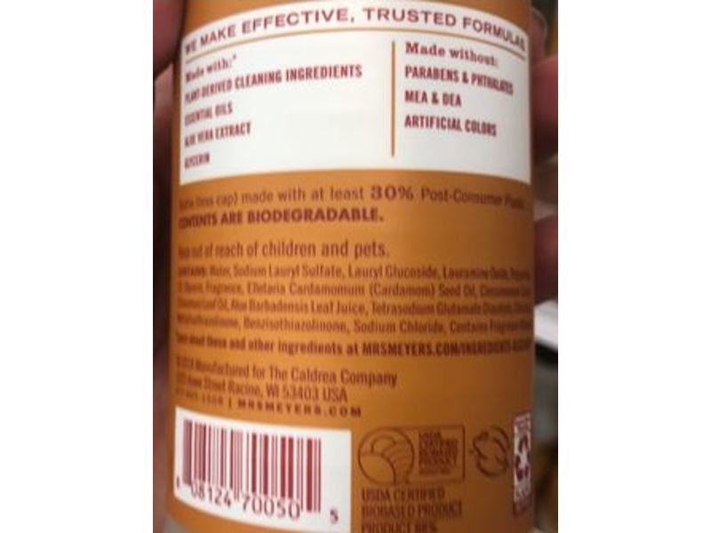 Mrs. Meyer's Clean Day Dish Soap, Apple Cider, 16 fl oz/473 mL