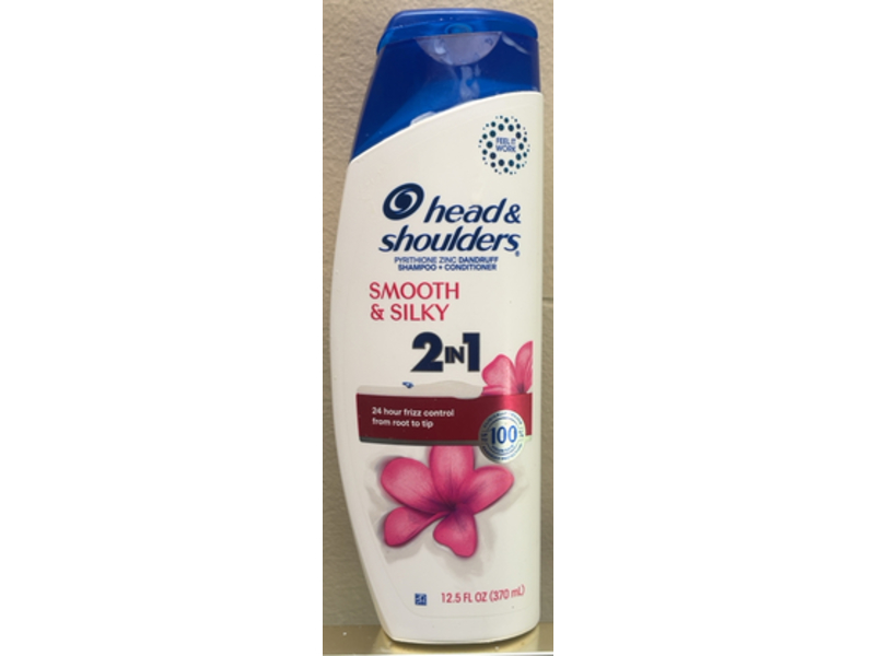 Head & Shoulders Smooth & Silky 2 In 1 Dandruff Shampoo + Conditioner, Pyrithione Zinc, 12.5 fl oz/370 mL