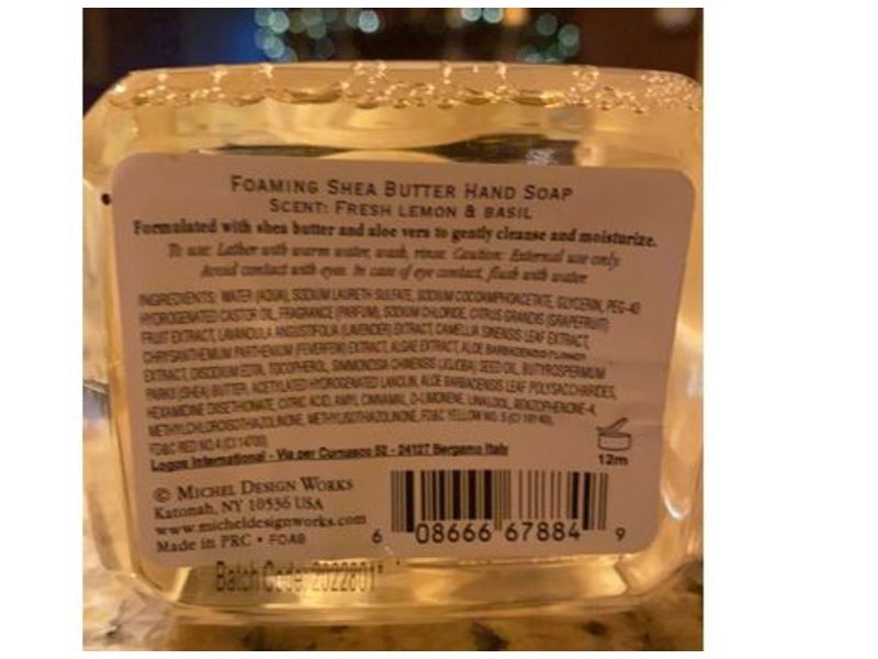 Michel Design Works Foaming Shea Butter Hand Soap, Lemon Basil, 17.8 fl oz/530 mL