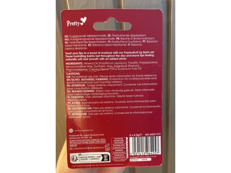 Pretty Moisturising Lip Balm, Passion Fruit, 0.15 oz/4.3 g, Pack Of 2