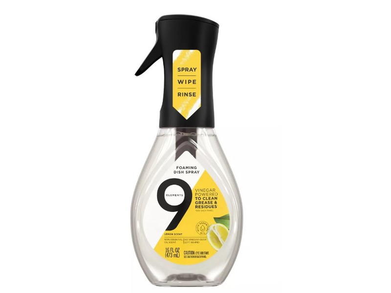 9 Elements Foaming Dish Spray Refill, Lemon Scent, 16 fl oz/473 mL, Pack Of 4