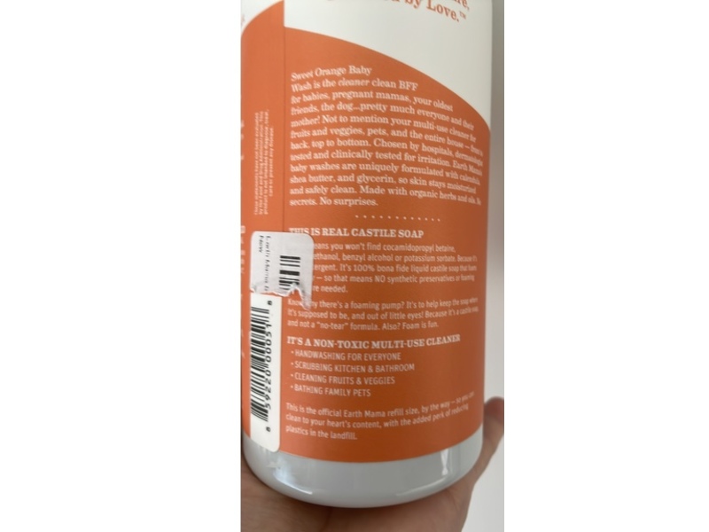Earth Mama Baby Wash, Sweet Orange, 34 fl oz/1 L