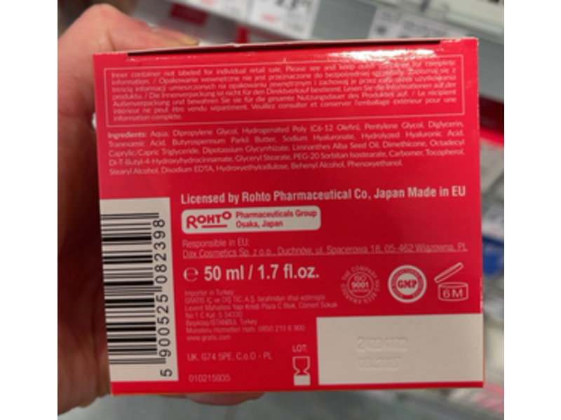 Hada Labo Tokyo Mega Illuminating Moisturizer Cream, Nano Hyaluronic Acid & Tranexamic Acid, 1.7 fl oz/50 mL