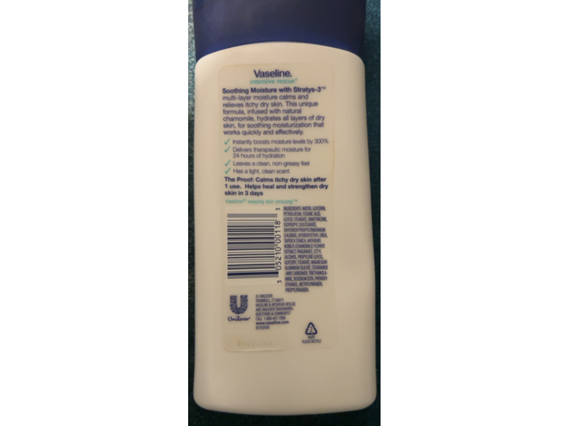 Vaseline Intensive Rescue Soothing Moisture Body Lotion, Chamomile, 10 fl oz/295 mL