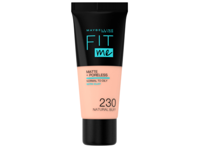 Maybelline New York Fit Me Matte + Poreless Foundation, 230 Natural Buff, 30 mL