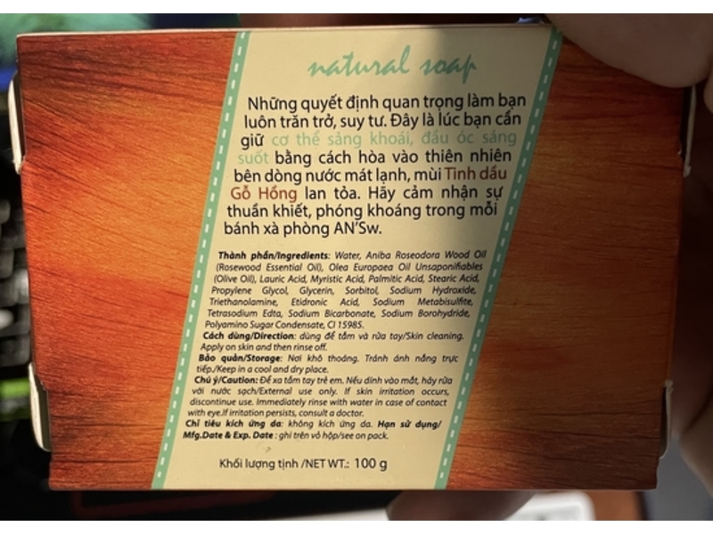 An'sw Glycerin Soap, Rosewood & Olive, 100 g