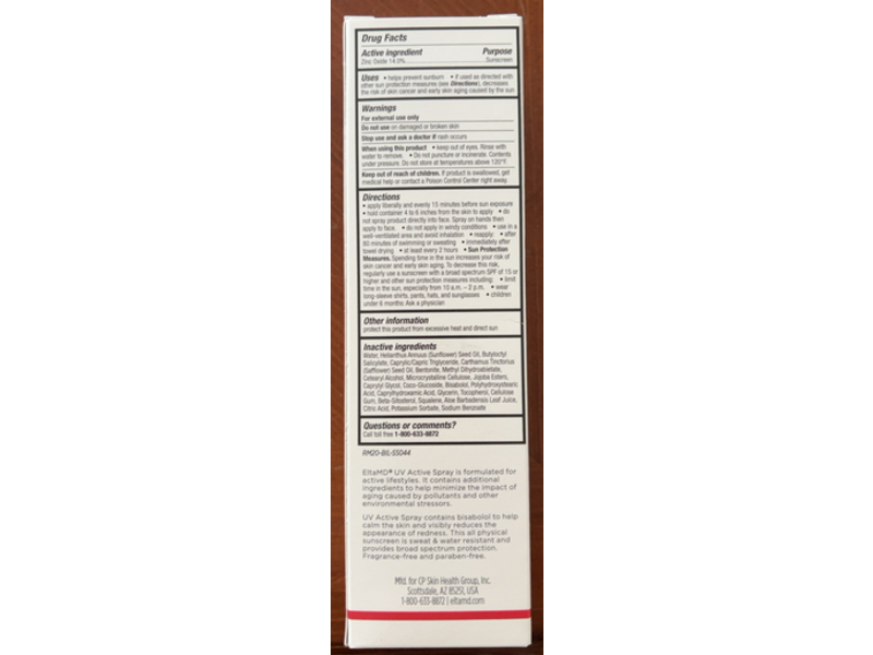 eltaMD Skincare UV Active Sunscreen Spray, SPF 30, 5 oz/14 g