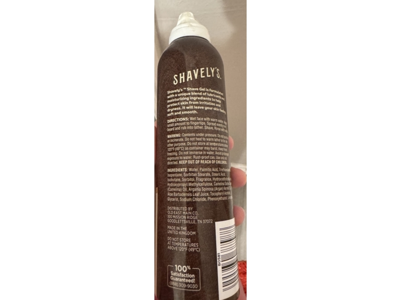 Shavely's Men's Grooming Shave Gel, Argan & Camellia Oils, 6.7 oz/191 g
