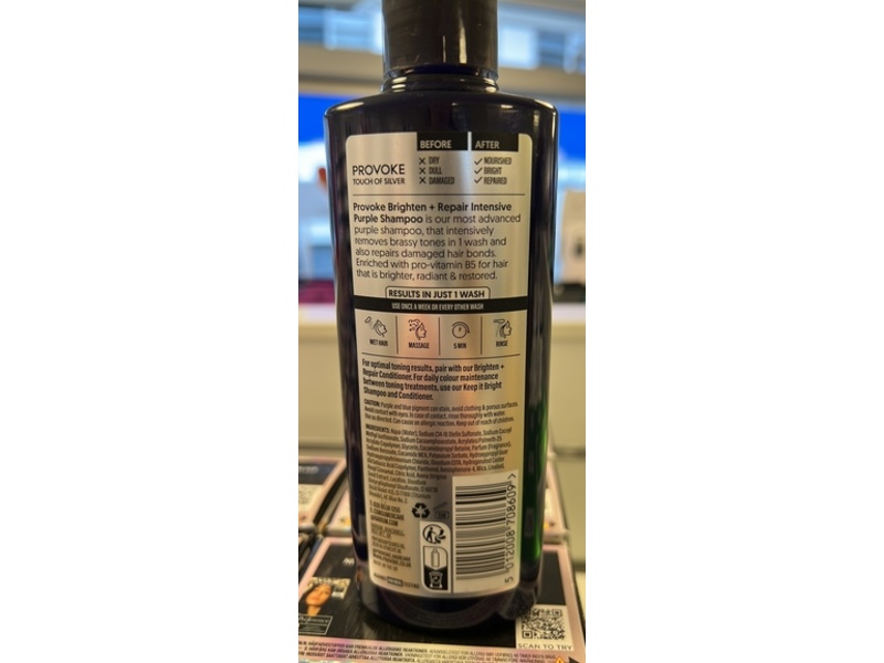 Provoke Brighten + Repair Sulphate Free Shampoo, Intensive Purple, 6.7 fl oz/200 mL