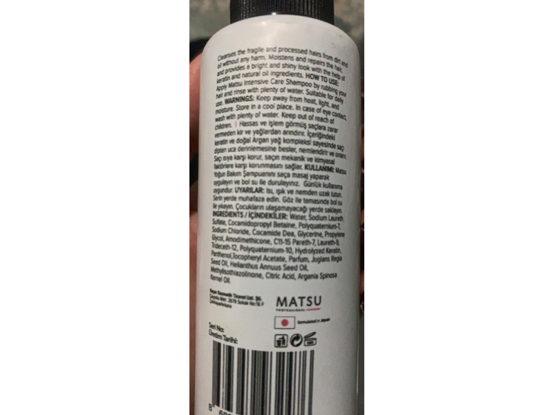 Matsu Intensive Repair Hair Care Shampoo, 3.38 fl oz/100 mL