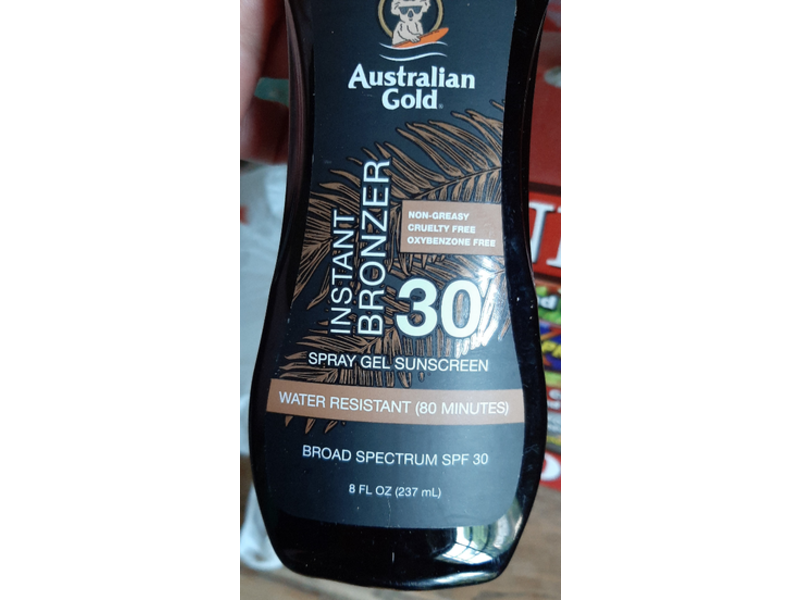 Australian Gold Instant Bronzer Spray Gel Sunscreen, SPF 30, 8 fl oz/237 mL, Pack Of 2