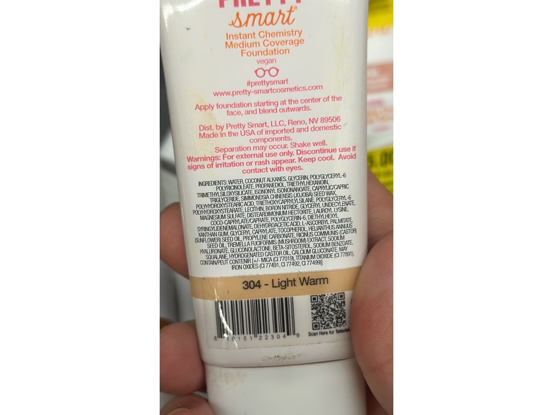 Pretty Smart Instant Chemistry Medium Coverage Foundation, 304 Light Warm, 1.08 fl oz/32 mL