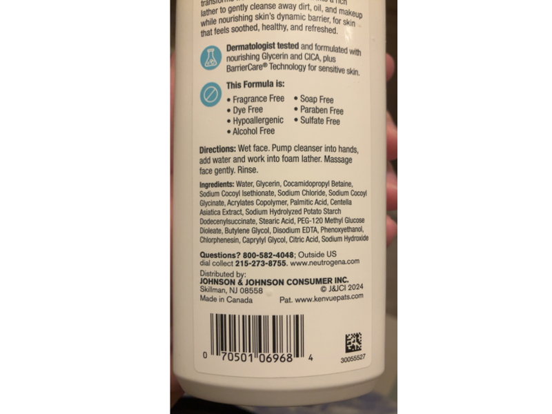 Neutrogena Ultra Gentle Cream - To - Foam Cleanser, 8.5 fl oz/251 mL