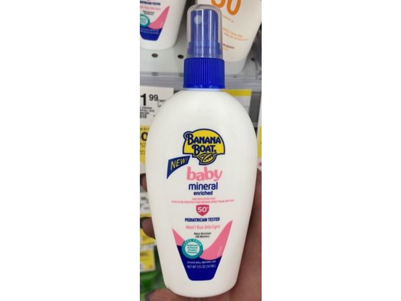 Banana Boat Baby Mineral Enriched Sunscreen Lotion Spray, SPF 50+, 5 fl oz/147 mL