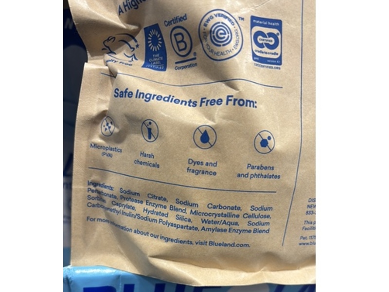 Blue Land Dishwasher Detergent Tablets, Free & Clear, 110 Loads, 26.0 oz/737 g