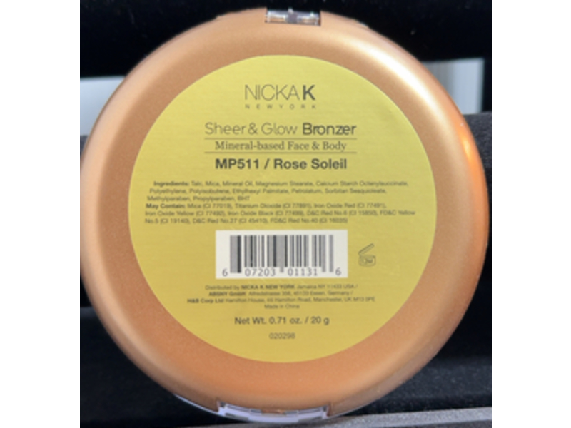Nicka K New York Mineral Based Sheer & Glow Bronzer, Rose Soleil, 0.71 oz/20 g