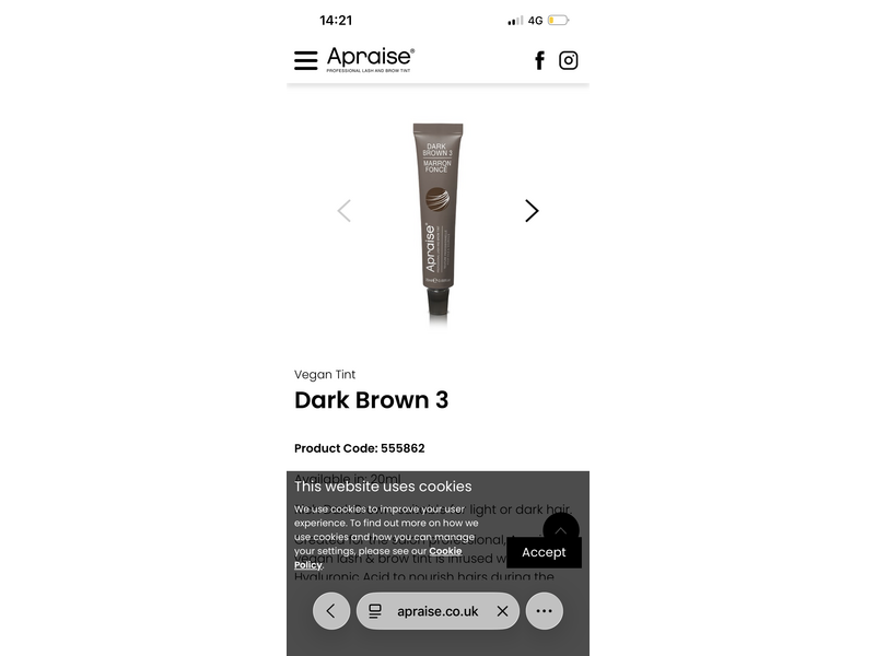 Apraise Professional Lash & Brow Tint, Dark Brown 3, 0.68 fl oz/20 mL