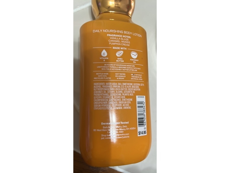 Bath & Body Works Daily Nourishing Body Lotion, Glazed Pumpkin, 8 fl oz/236 mL