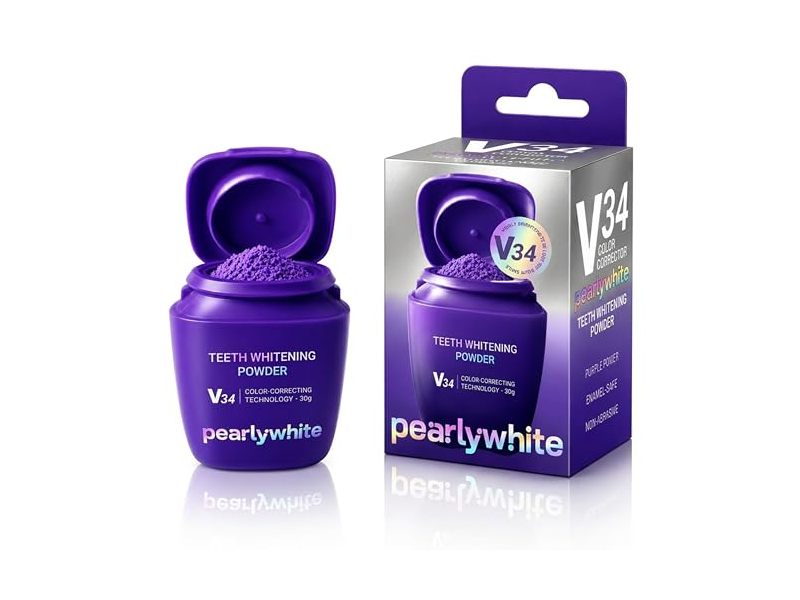 Pearly White V34 Teeth Whitening Powder, Purple, 1 oz/30 g
