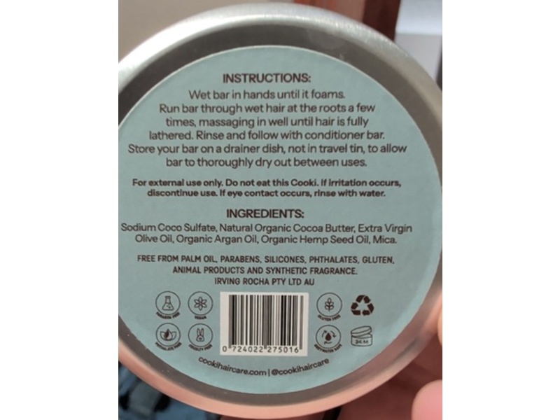 Cooki Shampoo Bar, Argan Oil, 65 g