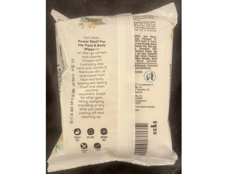 Power Stick Face & Body Wipes, Brazilian Mist, 30 Count