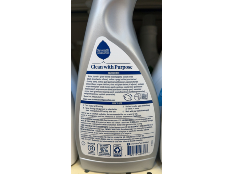 Seventh Generation Power+ Laundry Spray Stain Remover, 16 fl oz/473 mL