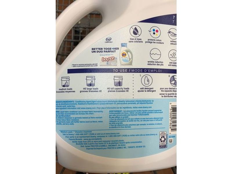 Downy Liquid Fabric Softener, Free & Gentle, 150 Loads,129 fl oz/3.83 L