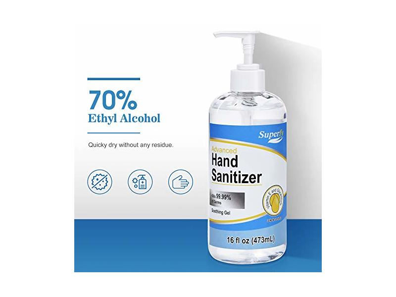 Superfy Hand Sanitizer, Moisturizing Gel Hand Wash with Pump, 16 fl.oz (Pack of 4)