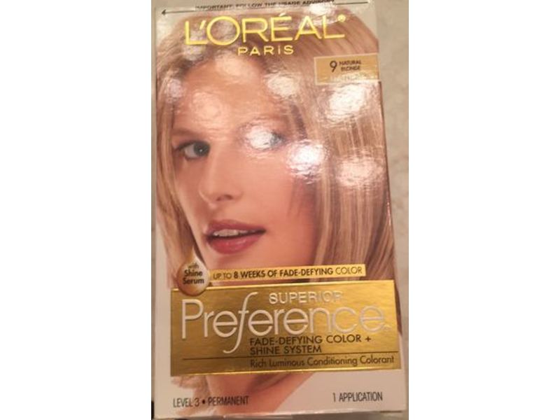 L'oreal Paris Superior Preference Fade Defying Color + Shine System, 9 Natural Blonde, Level 3, 1 Application