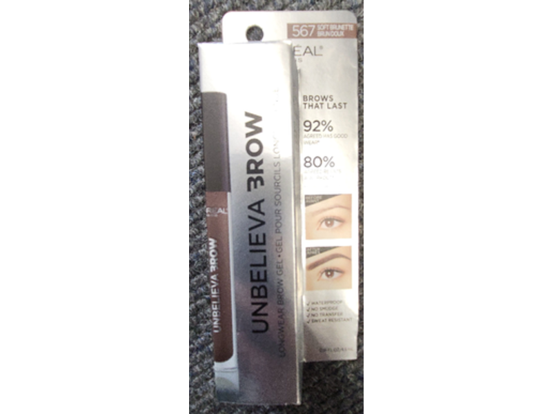 L'Oreal Paris Unbelieva Brow Longwear Brow Gel, Soft Brunette, 0.15 fl oz/4.5 mL
