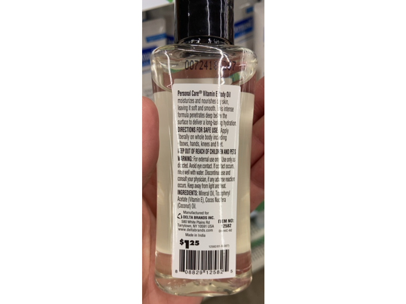 Personal Care Body Oil, Vitamin E, 4 fl oz/118 mL